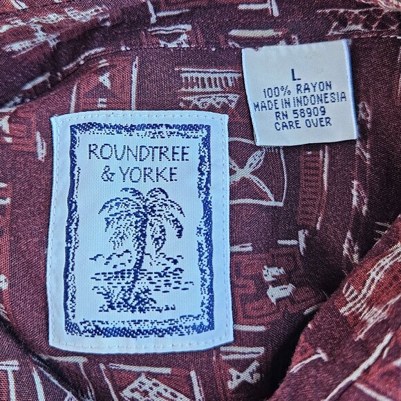 Roundtree & Yorke Men's Short Sleeve Button Up Aloha Shirt - L - Picture 3 of 5